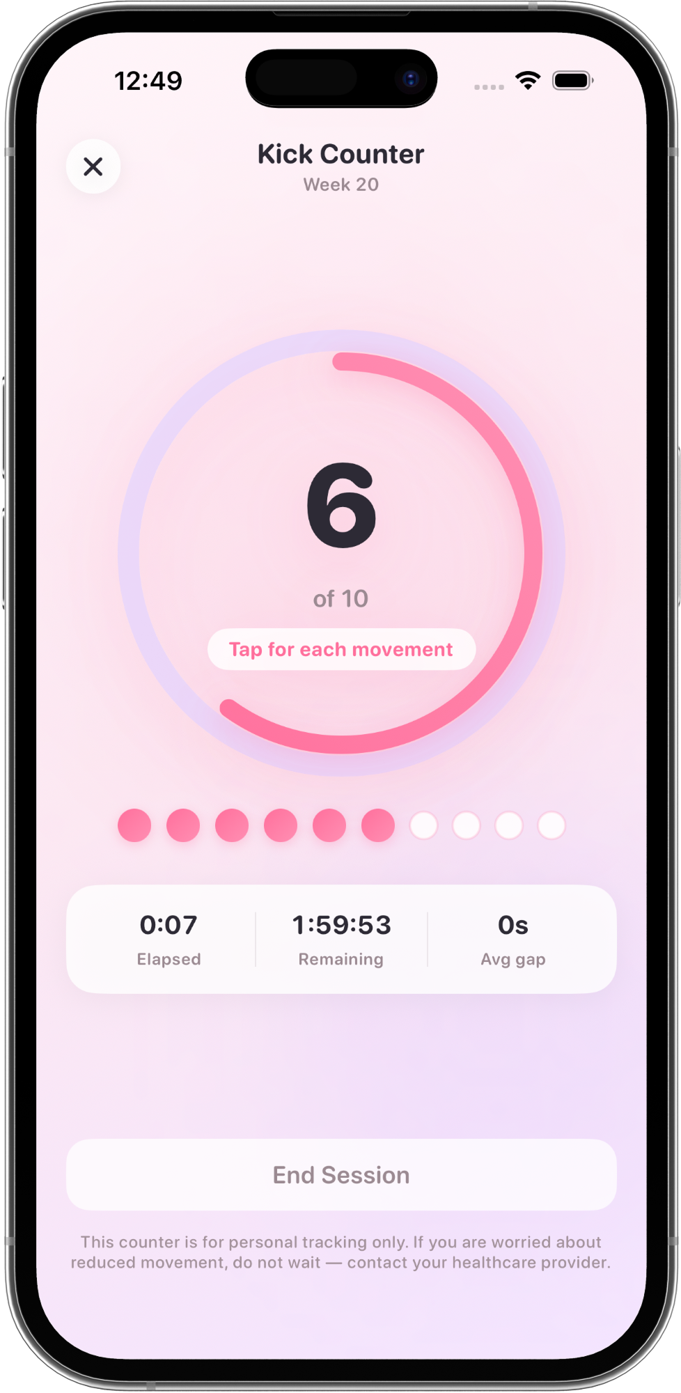 Preglo app features including daily log and tracking tools on iPhone